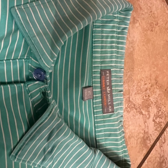 Men’s Peter Millar green and white stripe polo. - Picture 3 of 3